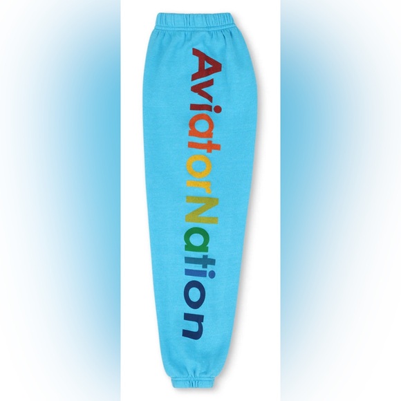 NEW [Aviator Nation] Sweats Casual Sweatpants Joggers in Neon Blue Youth 6 - Picture 3 of 13